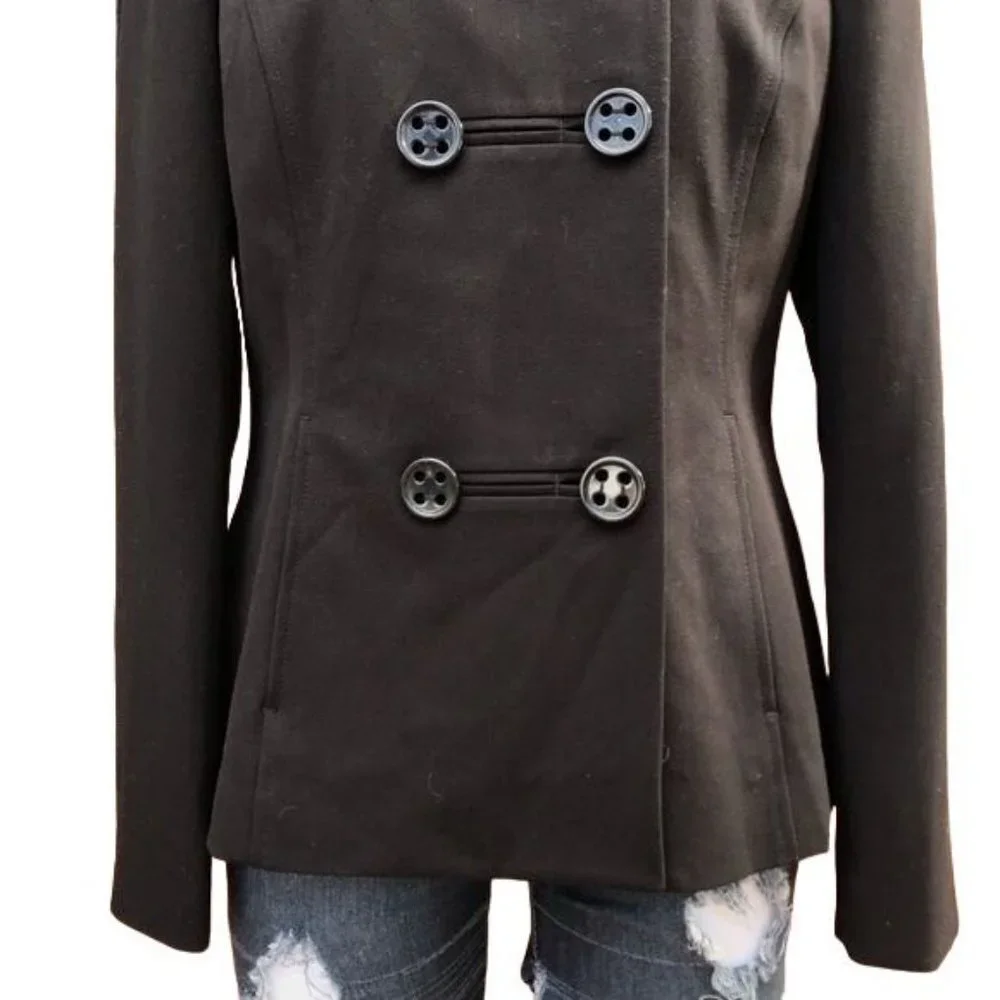 Atelier Pea Coat Double Breasted Black Womens Jacket NWT Size 8 - Picture 4 of 8